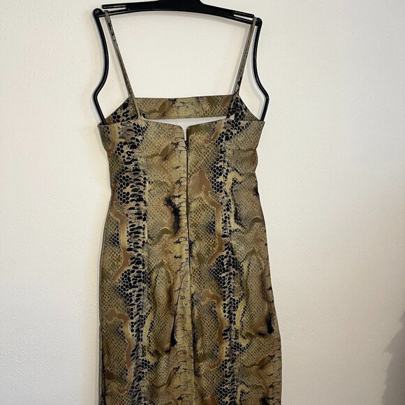 Snake Print Mini Dress Tan Women's size Small S Y2K Style - Picture 2 of 5